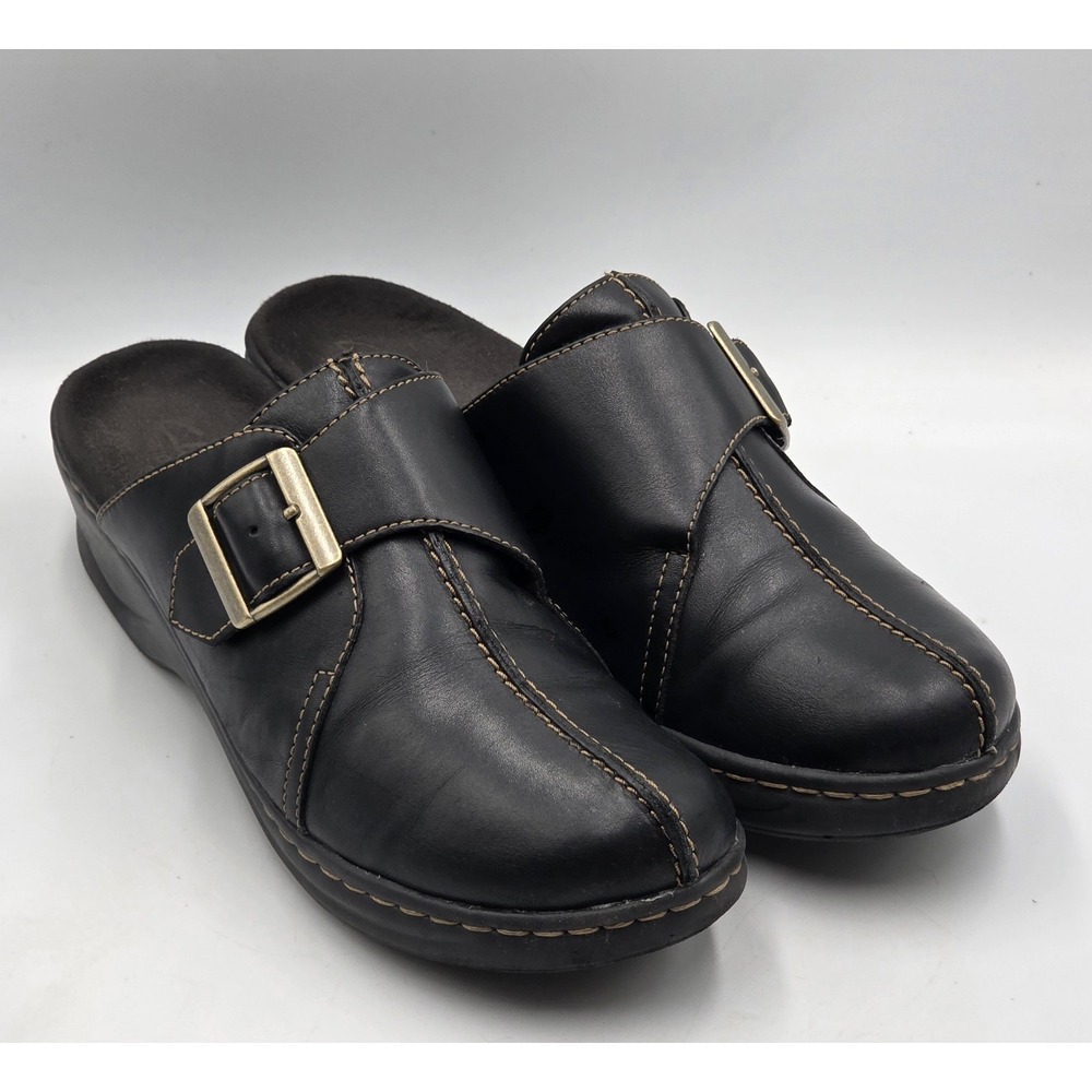 Clarks Leisa Mule 38378 Women's 10M Brown Leather Comfort Slide Sandals Bendable